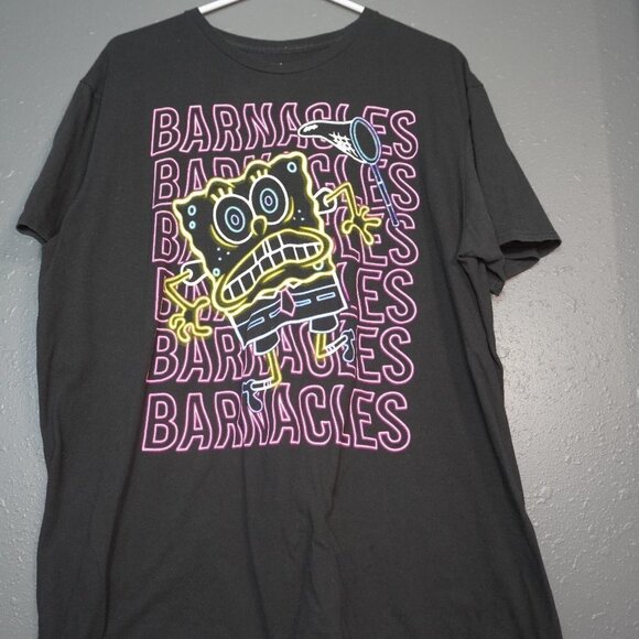 Nickelodeon Other - Nickelodeon SpongeBob Mens Black And Multicolored Short Sleeve Shirt Size XL